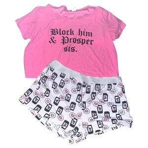 Block Him PJ Short Set - Pink/combo